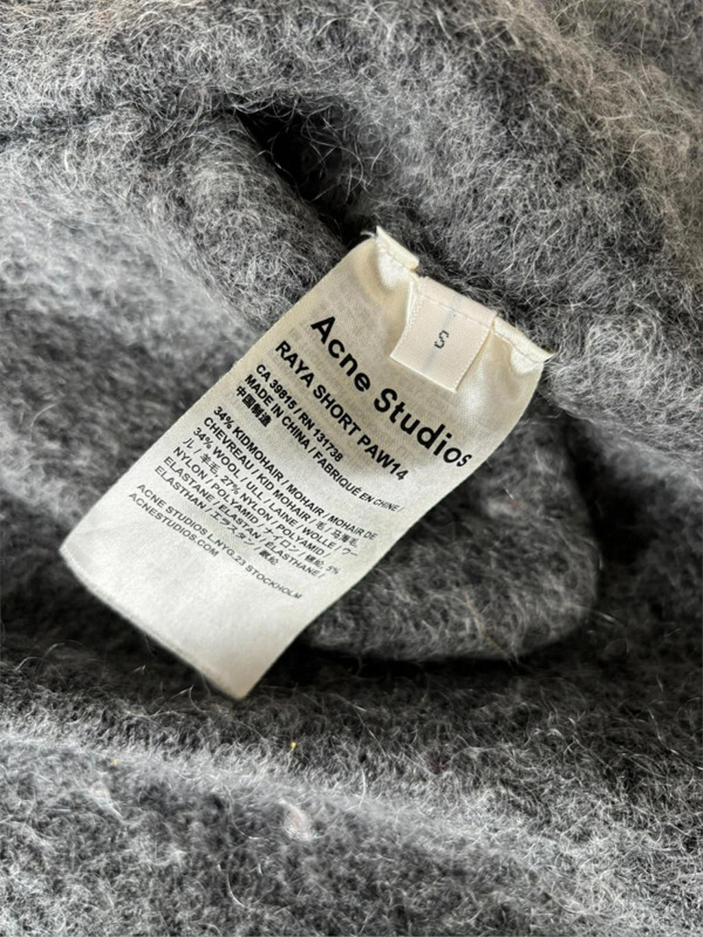 Acne Studios Raya Mohair Cardigan Grey S