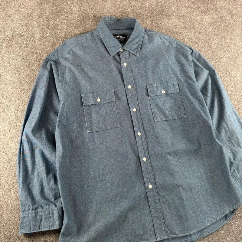 Frizmworks Pocket Chambray Shirt Blue XL