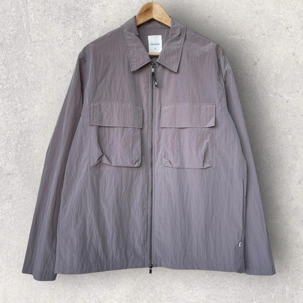 Wood Wood Egon Nylon Zip Shirt Pale Lilac Size L