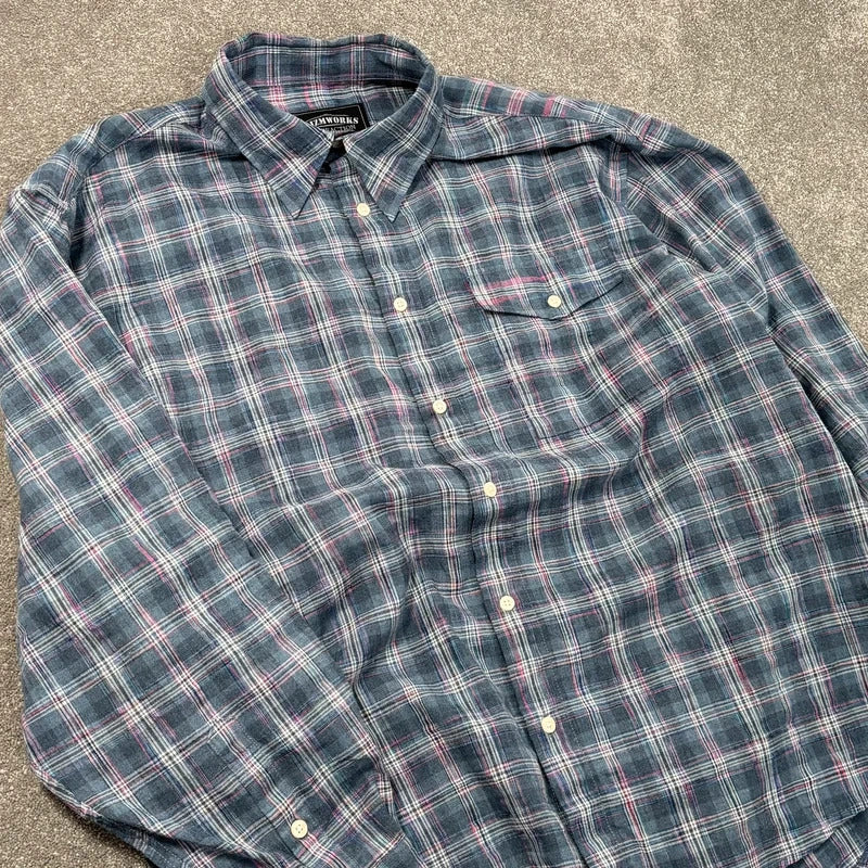 Frizmworks Uneven Check Shirt Blue L