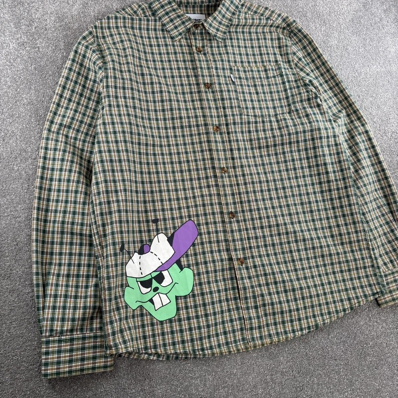 Butter Goods Plaid Graphic Shirt Green L