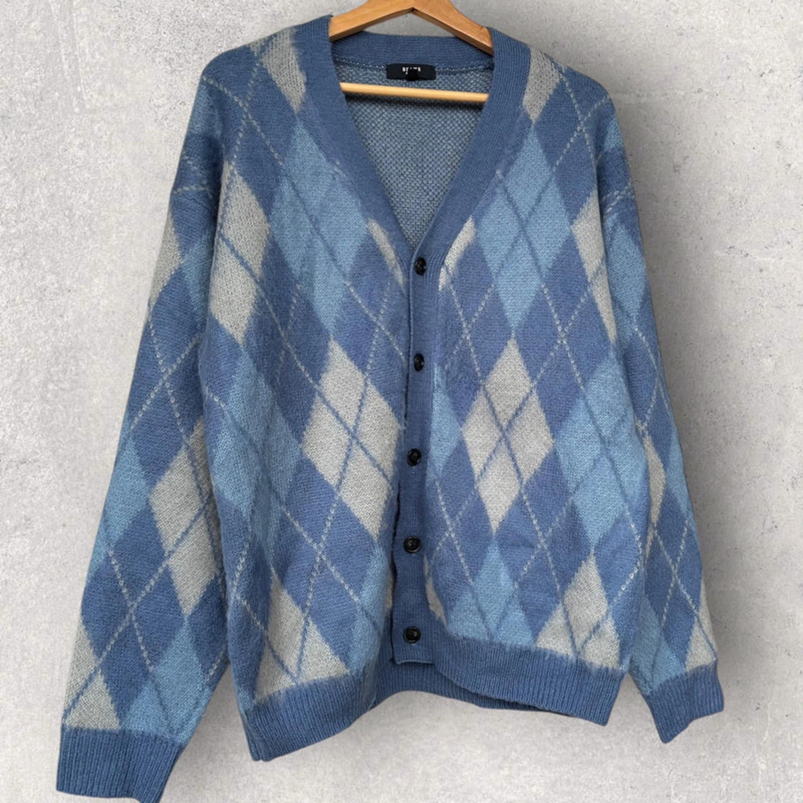 Beams Argyle Diamond Cardigan Blue S Japan Import