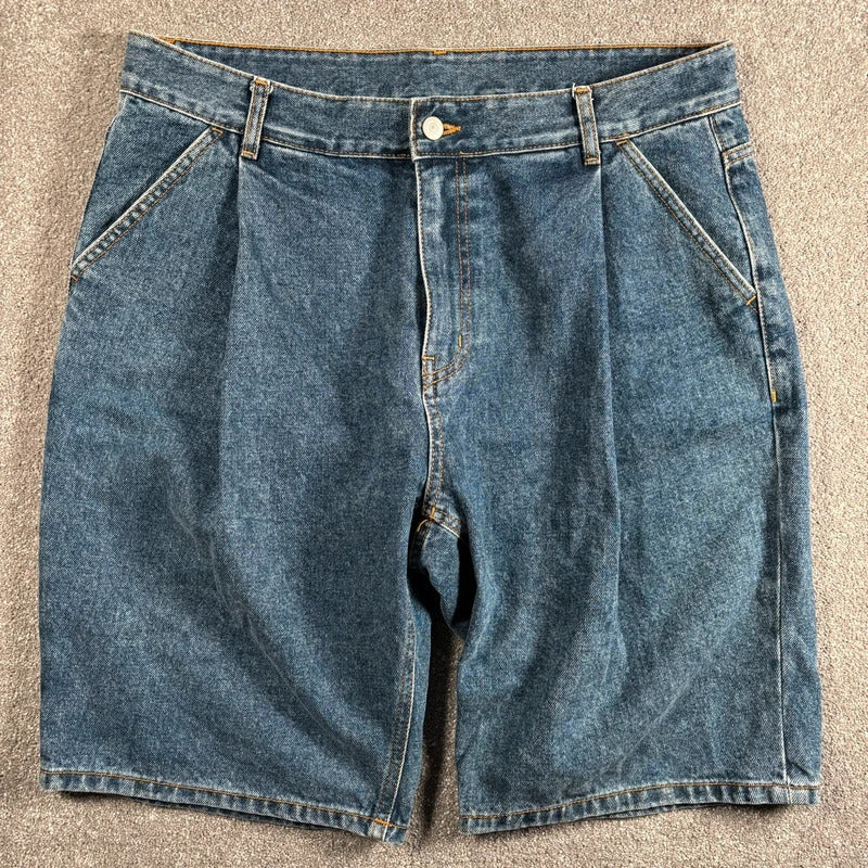 Uniform Bridge Pleated Denim Baggy Short Blue W34