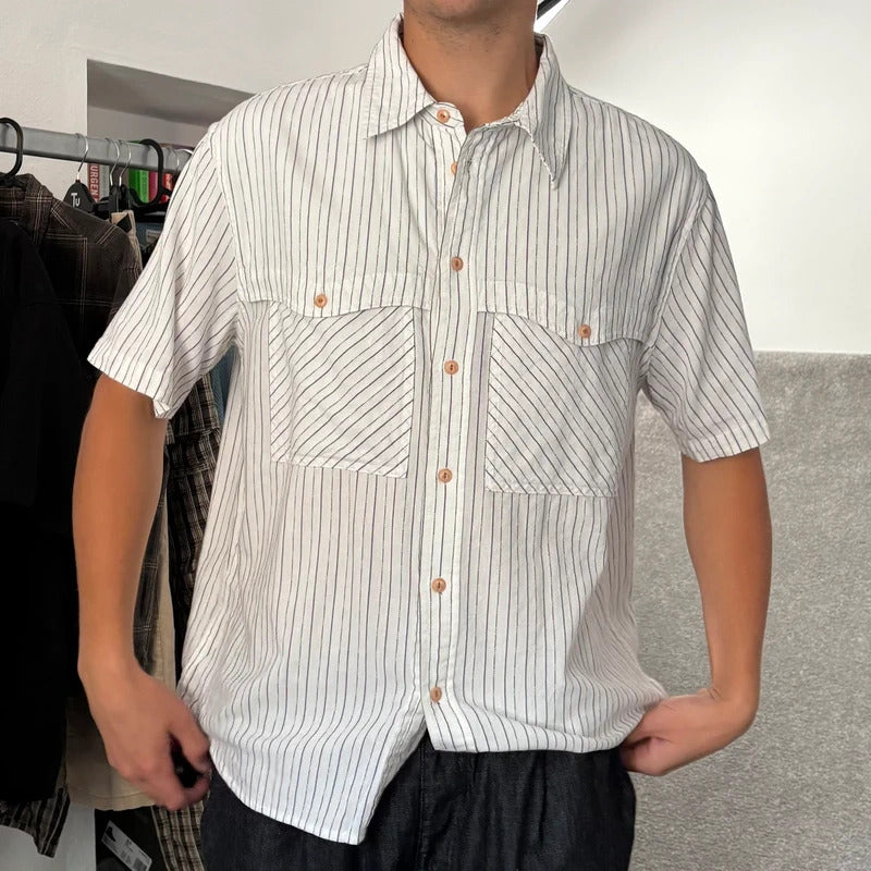 Uniform Bridge Contrast Stripe SS Shirt White M