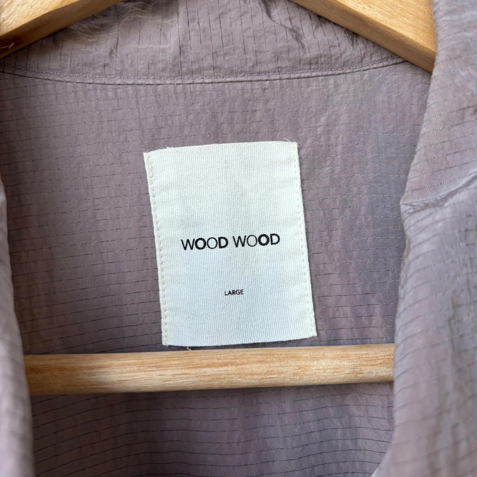 Wood Wood Egon Nylon Zip Shirt Pale Lilac Size L