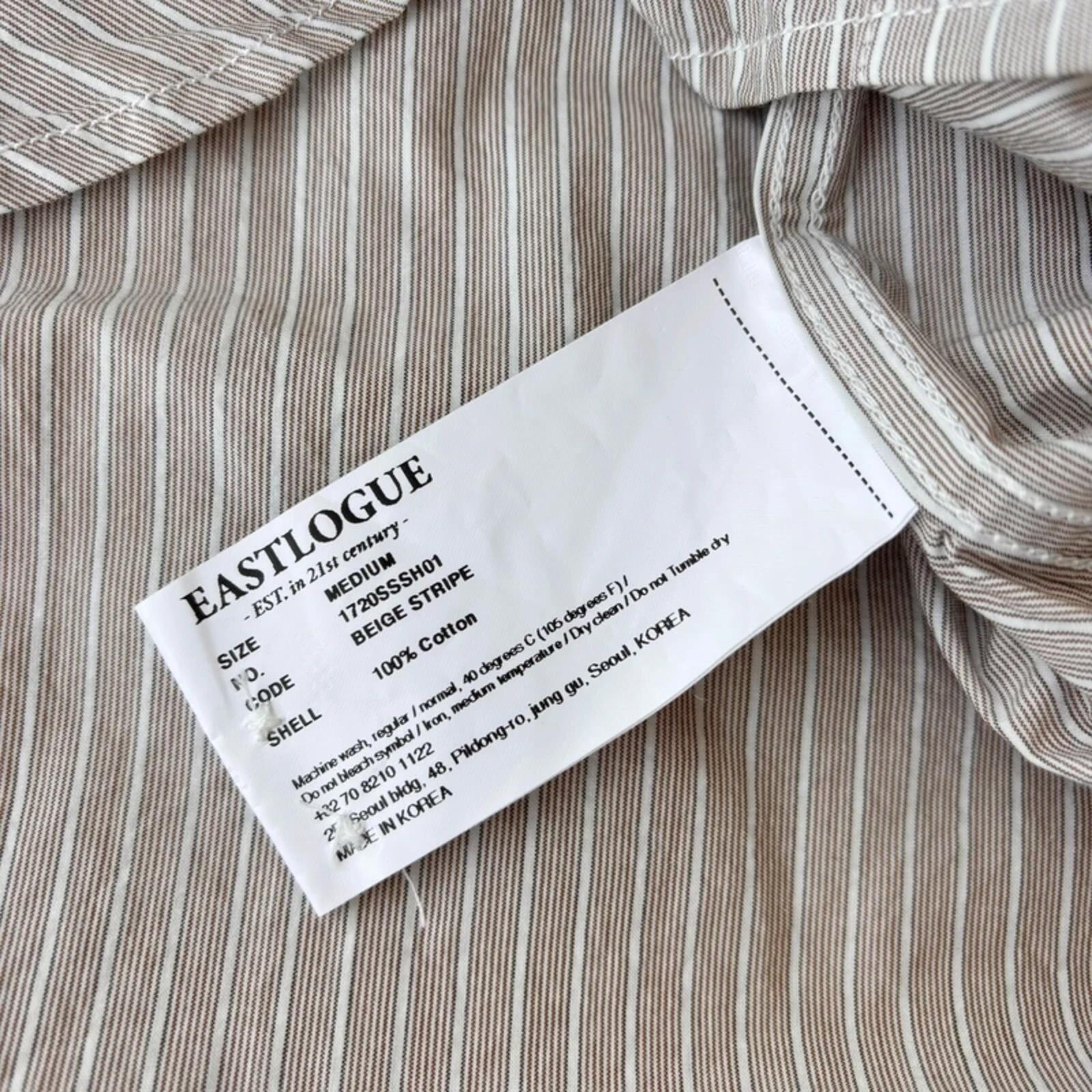 Eastlogue Asymmetric Utility Stripe Shirt Beige M