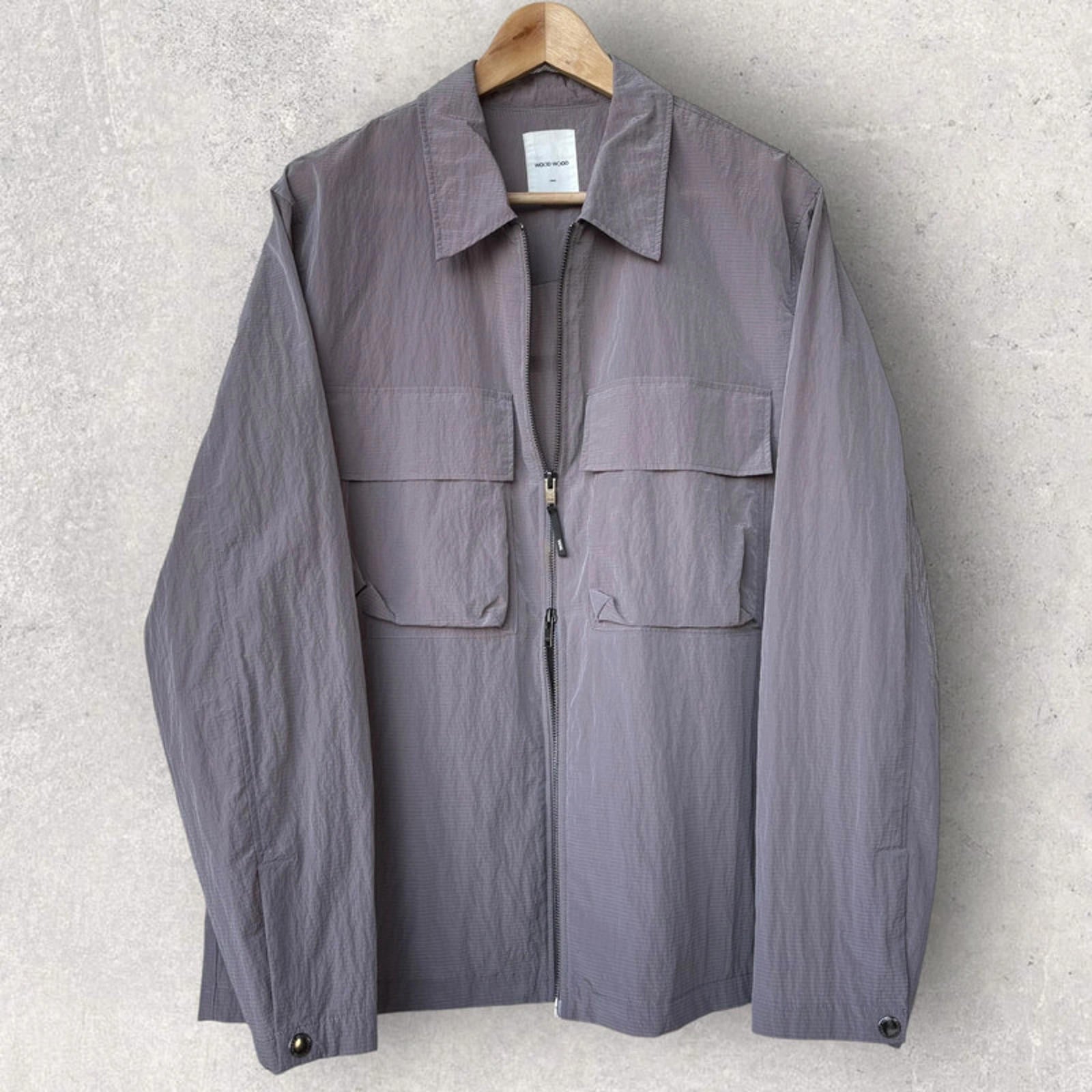 Wood Wood Egon Nylon Zip Shirt Pale Lilac Size L