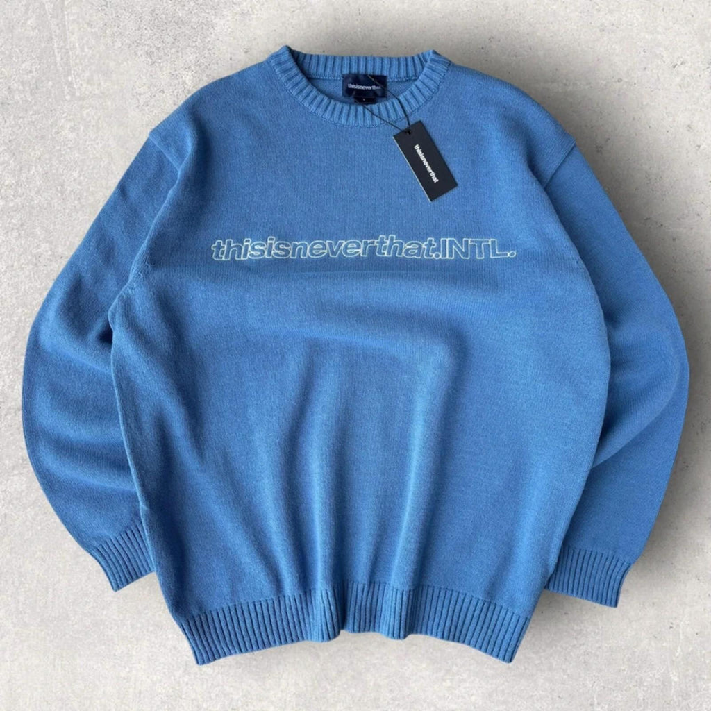 Thisisneverthat Spellout Knit Sweater Blue L