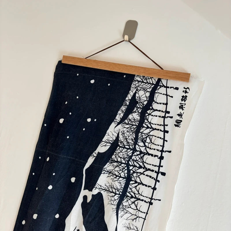 Montbell x Abashiri Prison Japanese  Wall Hanging Tenugui Navy / White