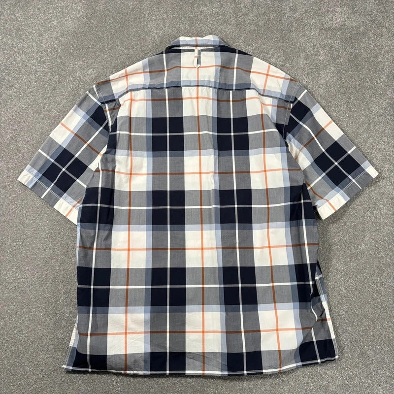 Eastlogue Utility Check Wide Shirt Navy White XL