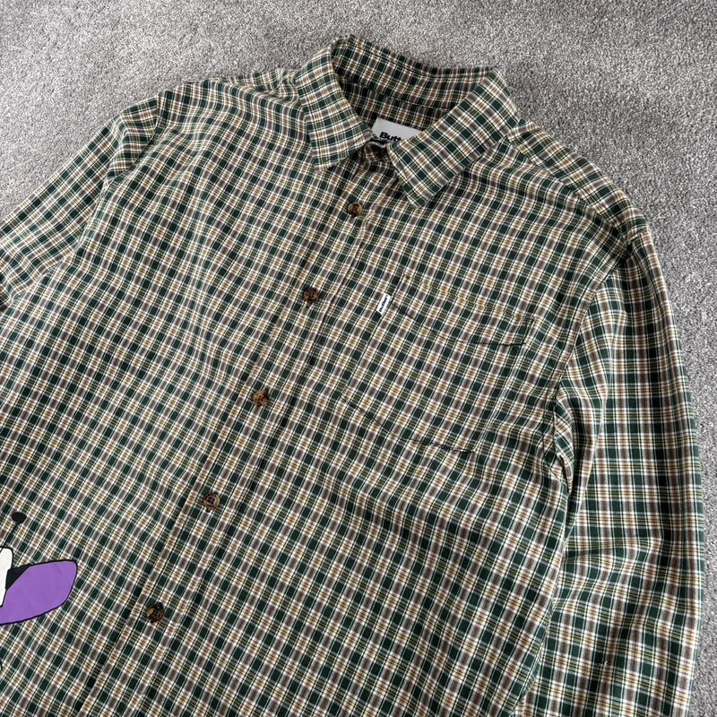 Butter Goods Plaid Graphic Shirt Green L