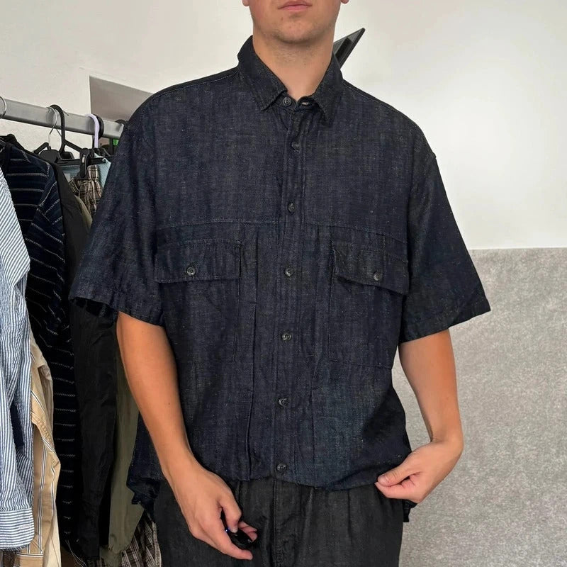Frizmworks Linen Trucker Half Shirt Indigo L