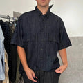 Frizmworks Linen Trucker Half Shirt Indigo L