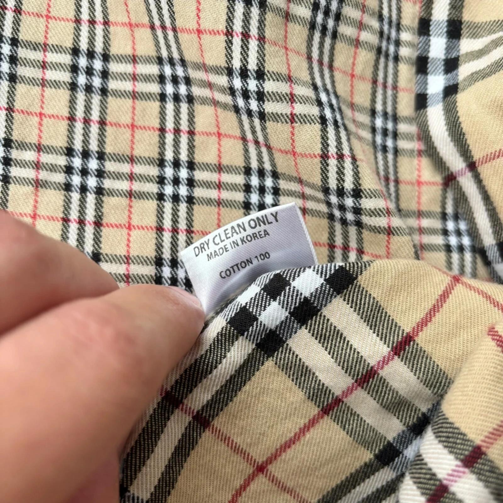 Ajobyajo Korean Plaid Oversized Shirt Beige XL