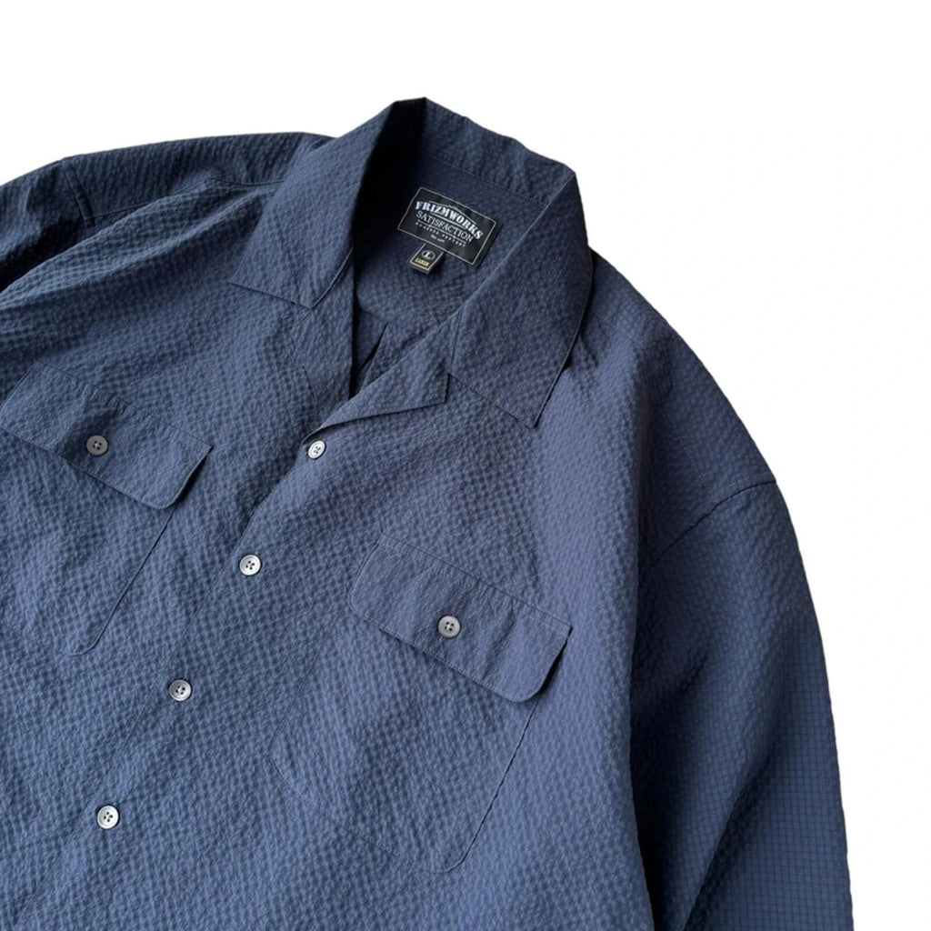Frizmworks Open Collar Seersucker Shirt Navy L