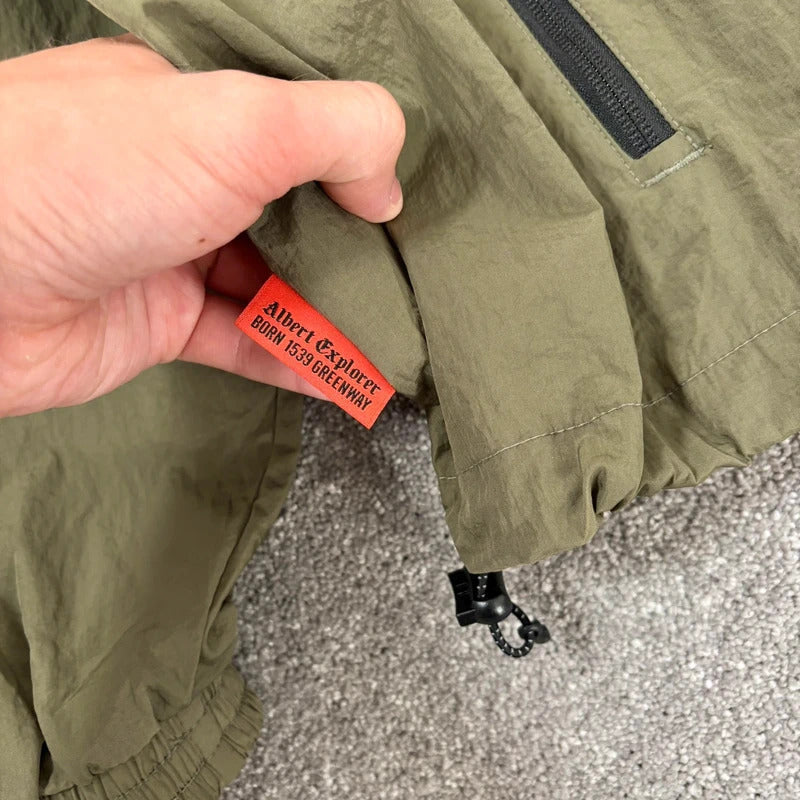 Uniform Bridge Boxy Nylon Track Jacket Olive L