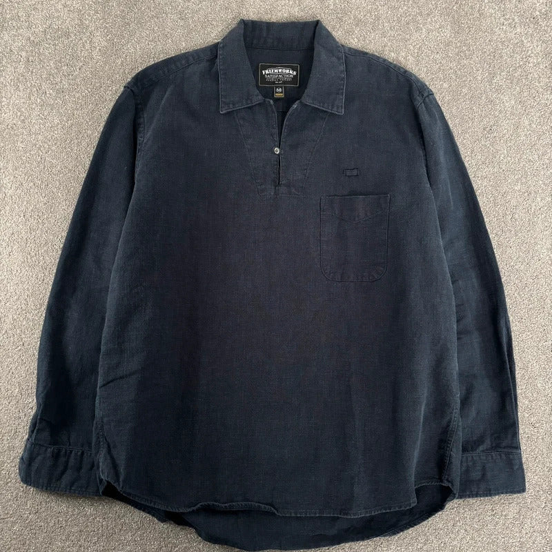Frizmworks Linen Pullover Shirt Navy M