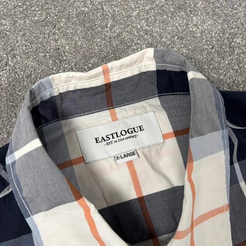 Eastlogue Utility Check Wide Shirt Navy White XL