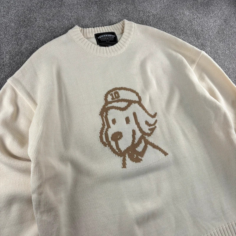 Frizmworks Pup Sketch Graphic Knit Ivory XL