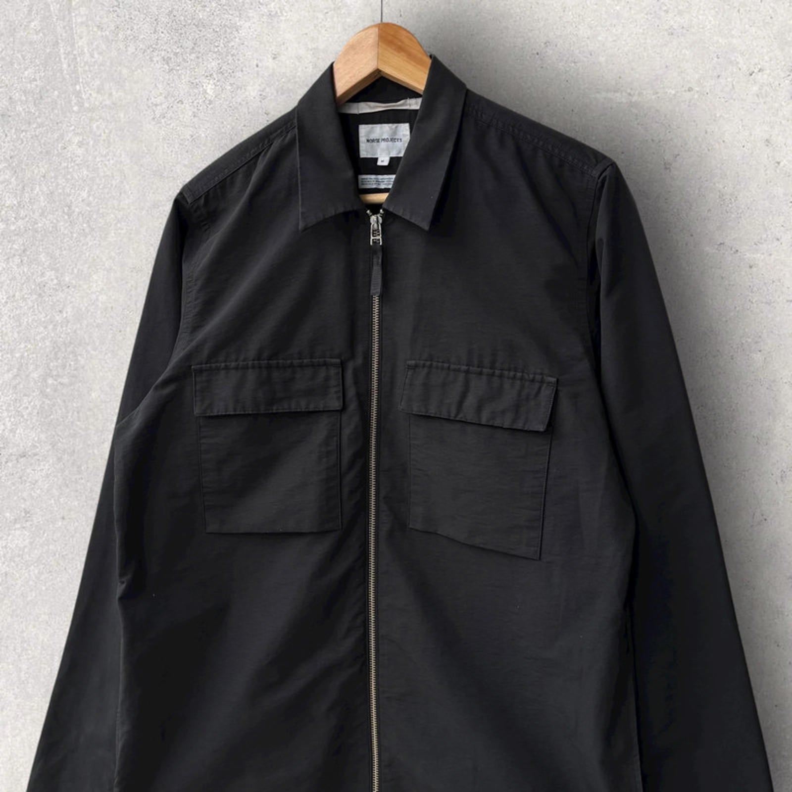 Norse Projects Jens Grosgrain Zip Overshirt Black Size M