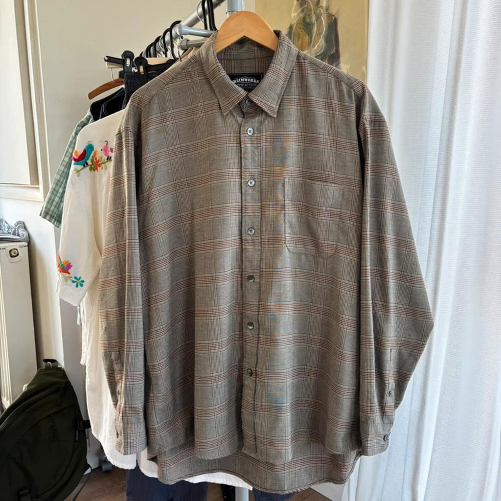 Frizmworks Glen Check Relax Shirt Beige XL