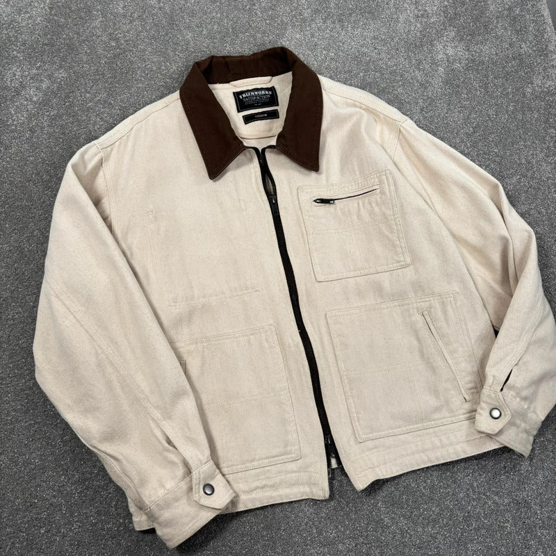 Frizmworks Boxy Zip Work Jacket Natural M