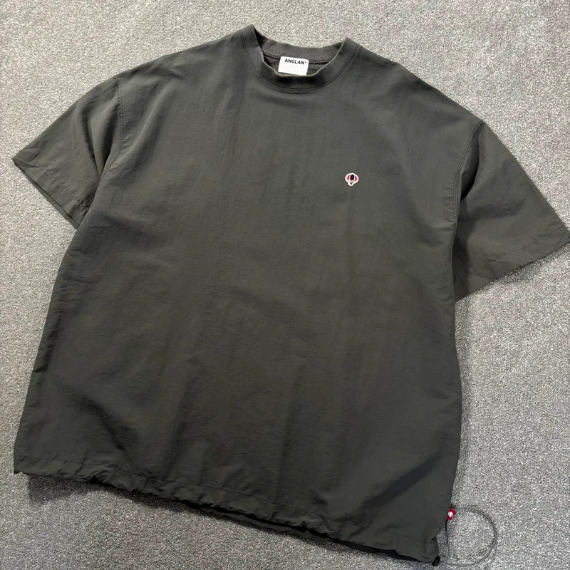 Anglan Brushed Nylon Oversized T Shirt Grey XL