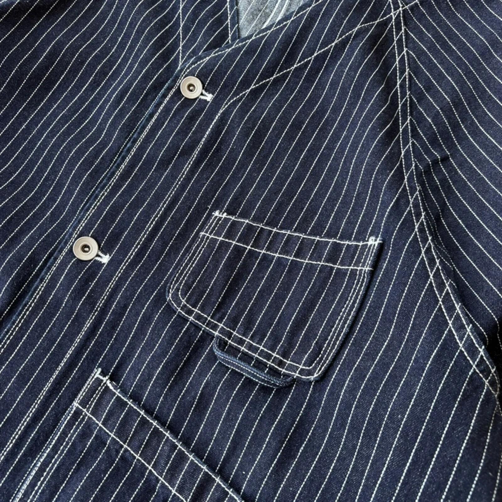 Uniform Bridge Stripe Denim Utility Jacket Blue XL