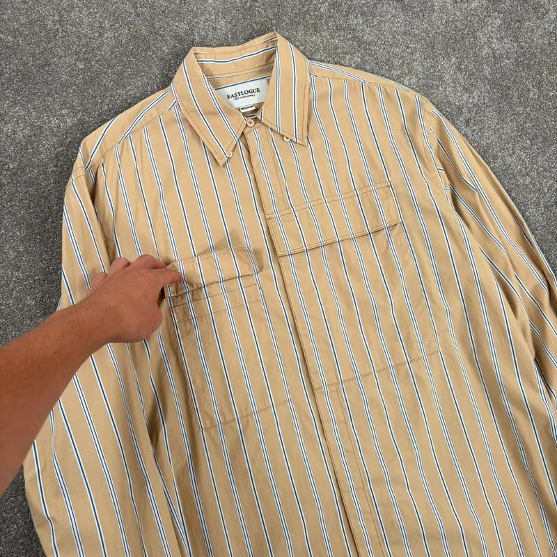 Eastlogue Asymmetric Stripe Utility Shirt Yellow M