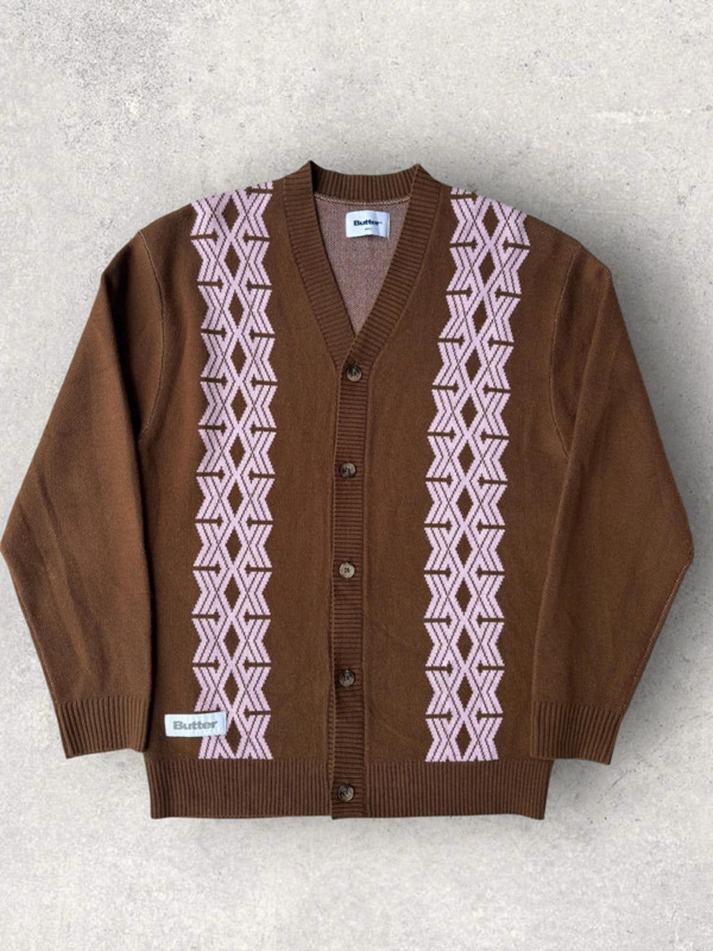 Butter Goods Club Knit Cardigan Brown Size S