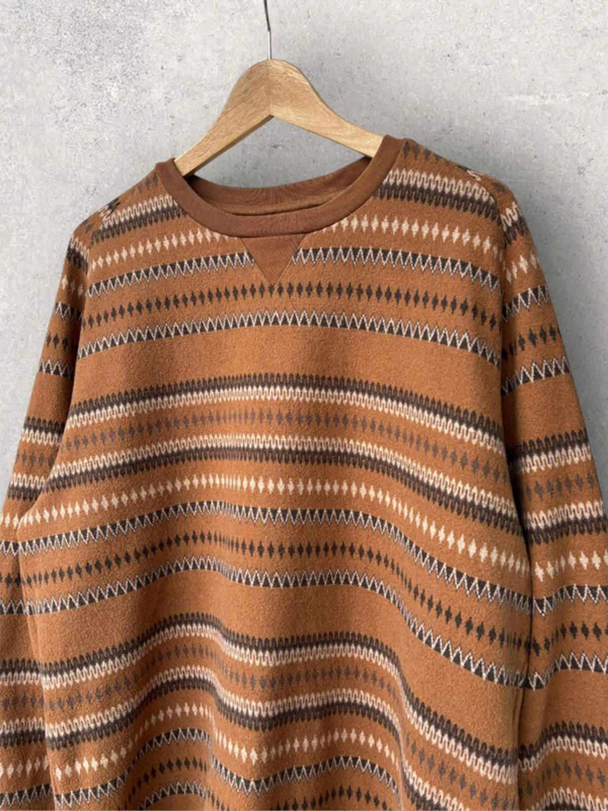 Universal Works Classic Hiker Jacquard Sweatshirt Brown Size L
