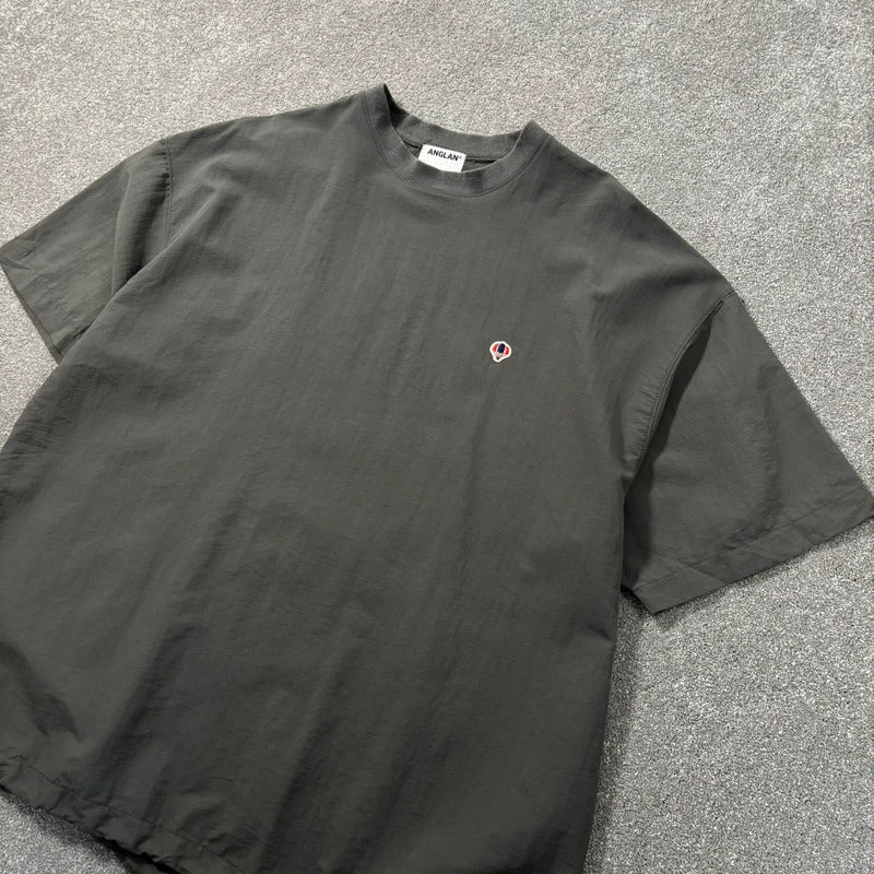 Anglan Brushed Nylon Oversized T Shirt Grey XL