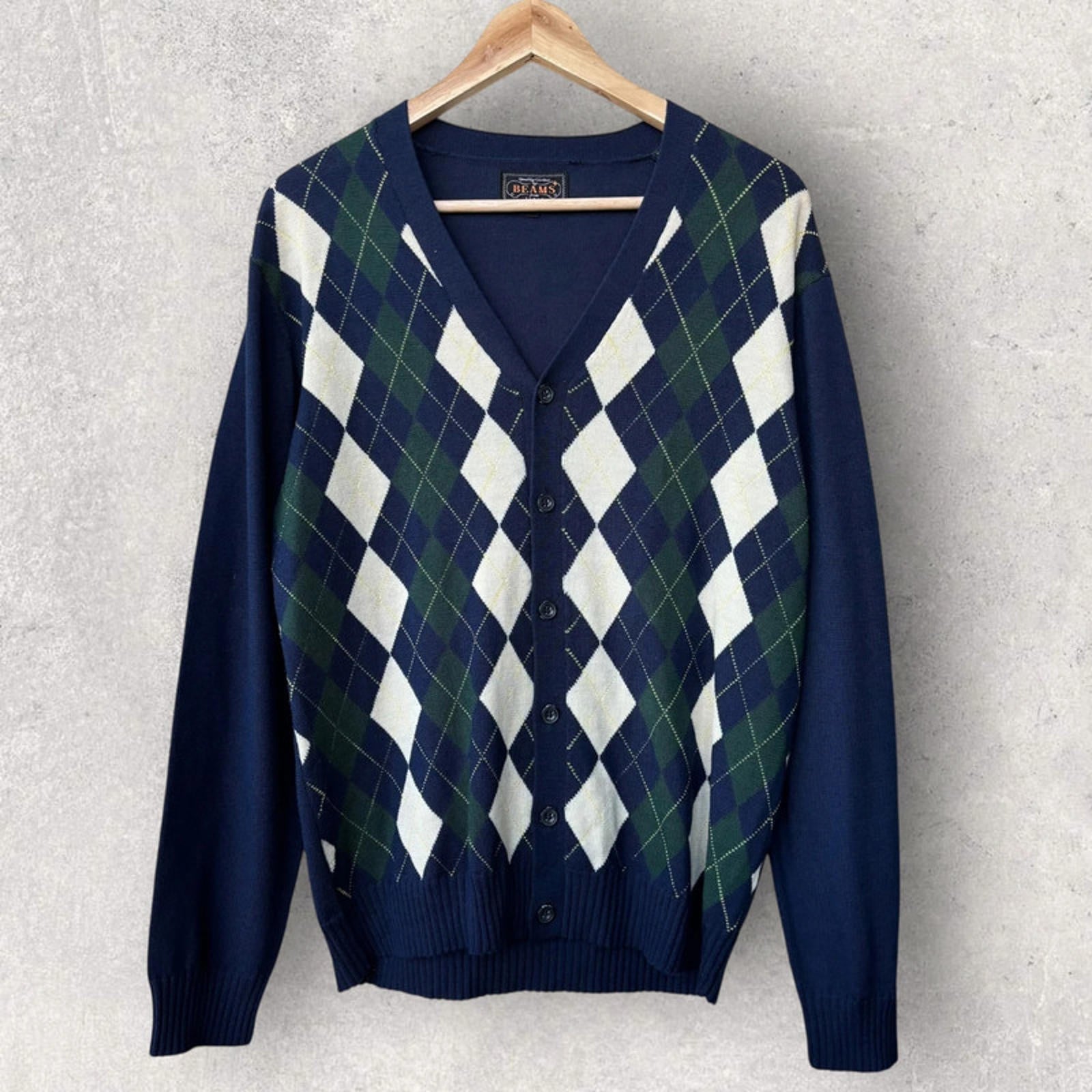 Beams Plus Golfer Knit Cardigan Navy Size M