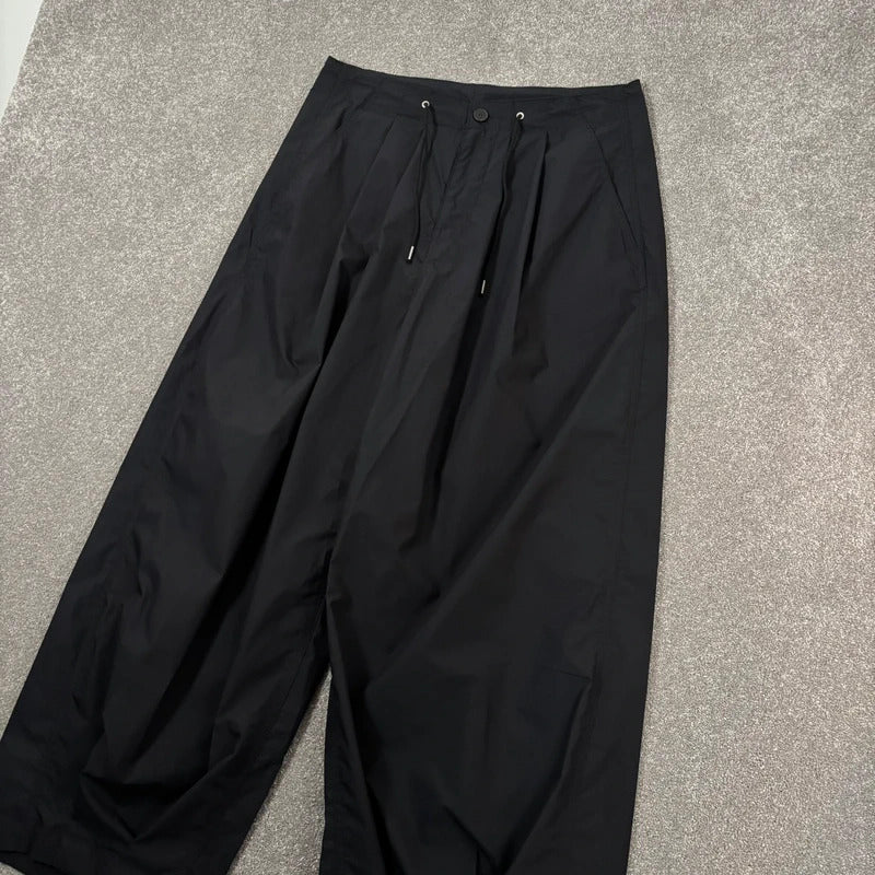 Uniform Bridge Nylon Pleated Wide Pant Black W29