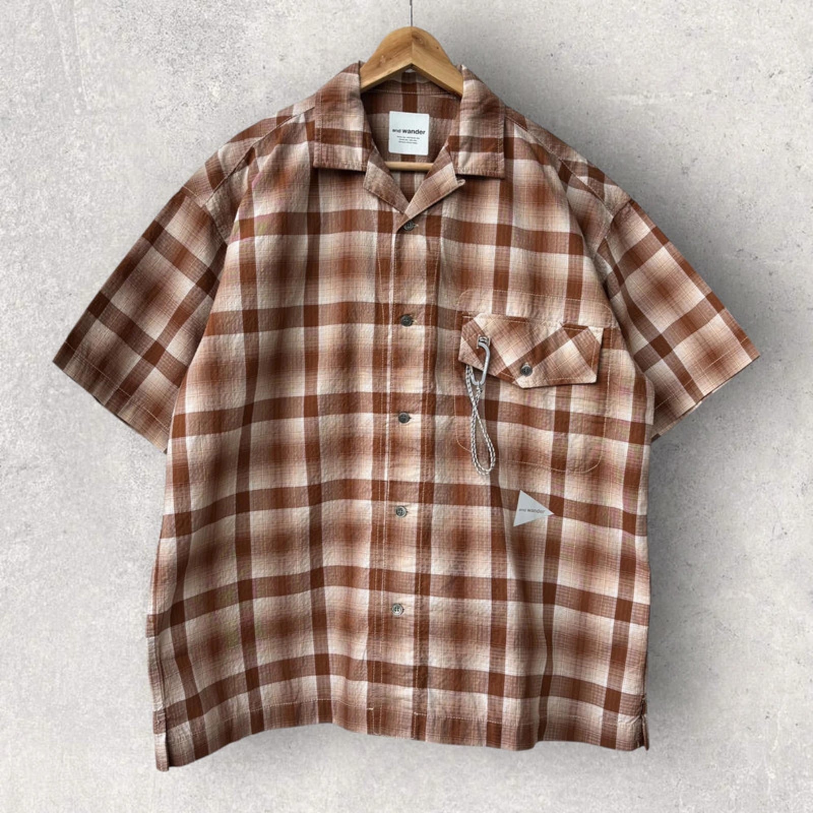 And Wander check shirt brown XL - Japan import