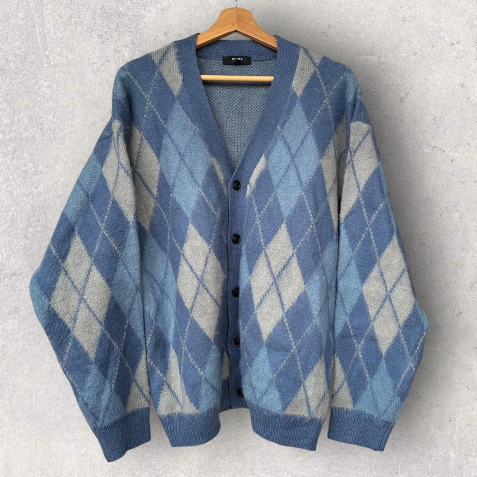 Beams Argyle Diamond Cardigan Blue S Japan Import