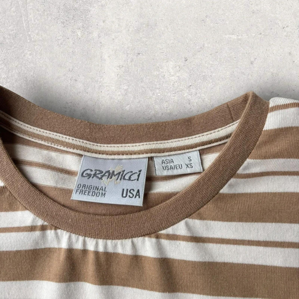 Gramicci Stripe Long Sleeve T Shirt Beige S
