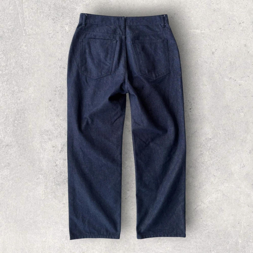 Uniform Bridge Pleated Wide Denim Jean Indigo L