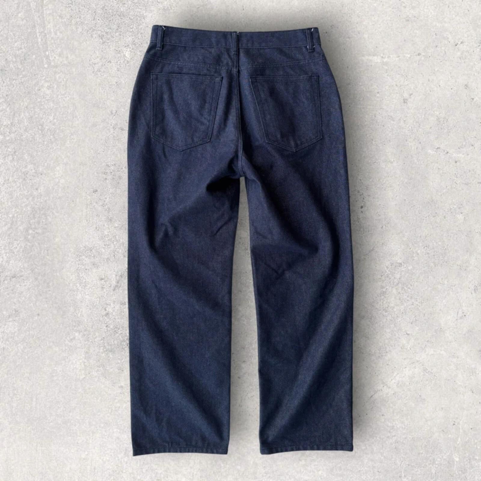 Uniform Bridge Pleated Wide Denim Jean Indigo L