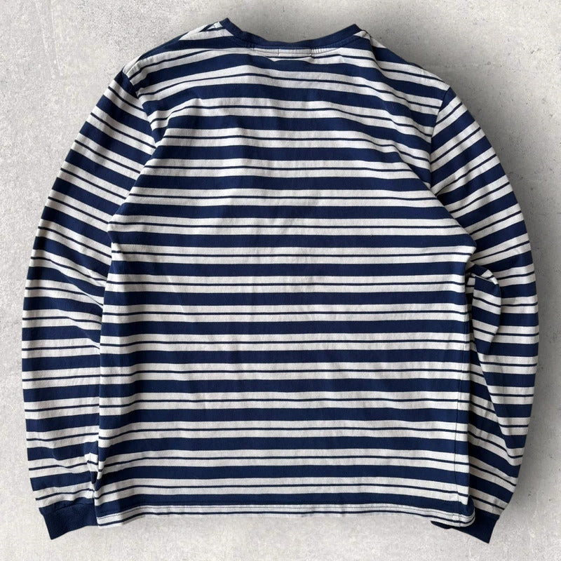Gramicci Stripe Cropped Long Sleeve Tee Blue