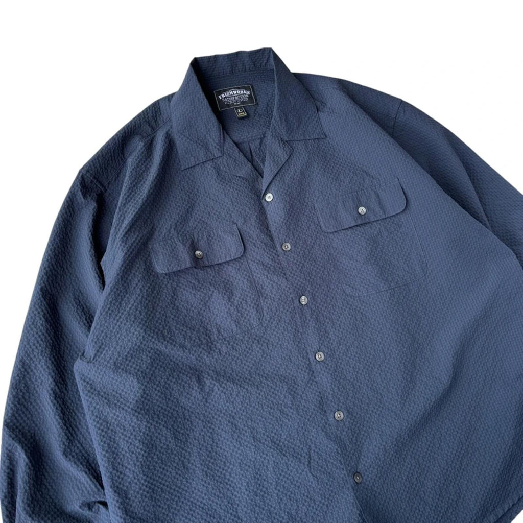 Frizmworks Open Collar Seersucker Shirt Navy L