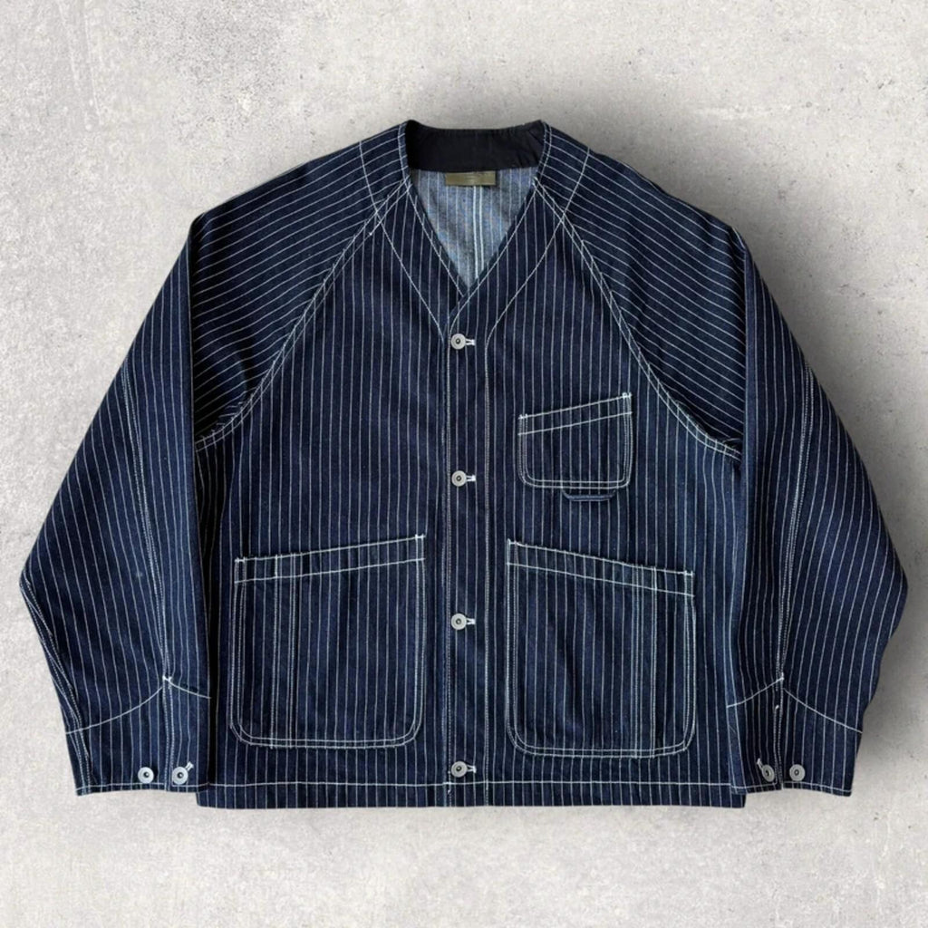 Uniform Bridge Stripe Denim Utility Jacket Blue XL
