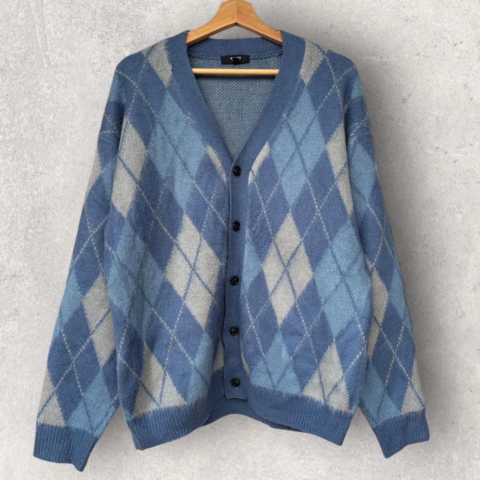Beams Argyle Diamond Cardigan Blue S Japan Import