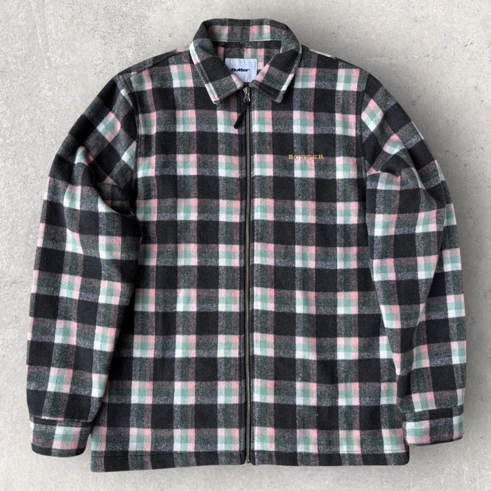 Butter Goods Flannel Plaid Zip Shirt Jacket – Grey – M