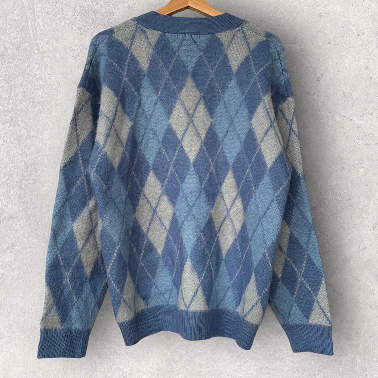 Beams Argyle Diamond Cardigan Blue S Japan Import
