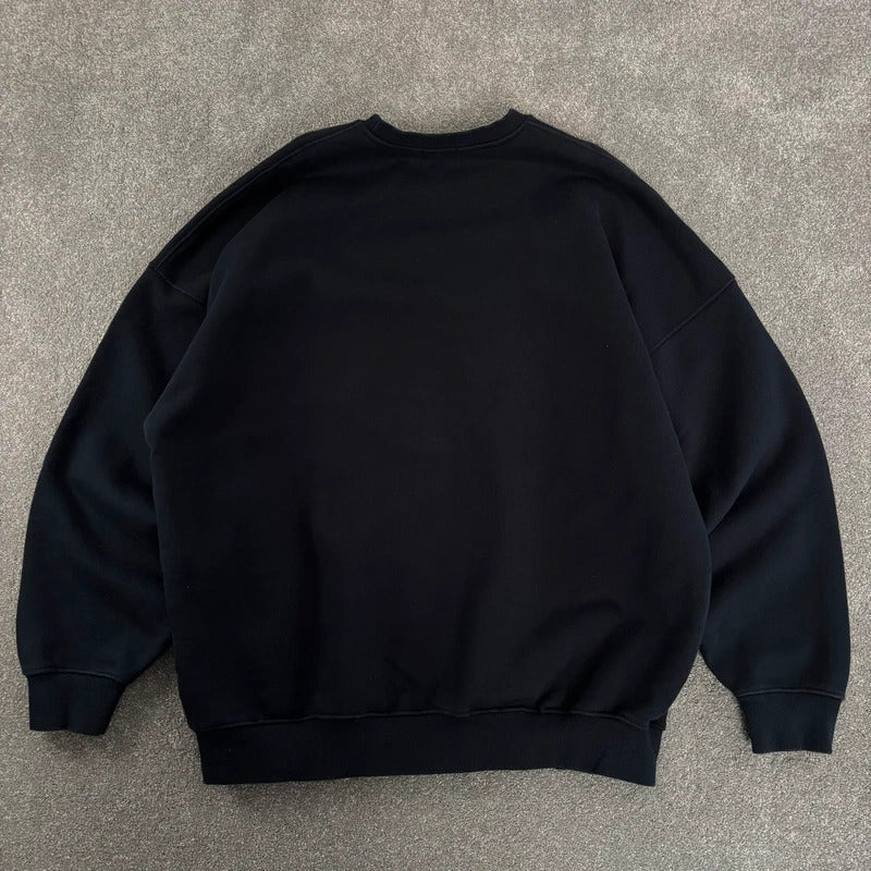 Anglan Oversized Spellout Sweatshirt Navy L