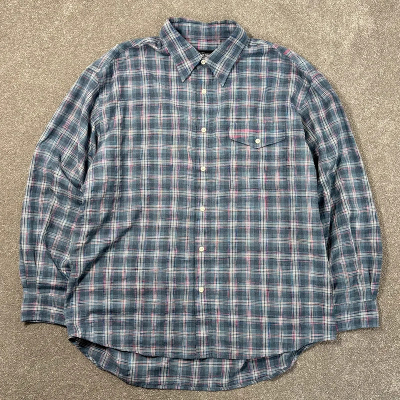 Frizmworks Uneven Check Shirt Blue L