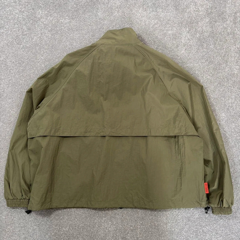 Uniform Bridge Boxy Nylon Track Jacket Olive L