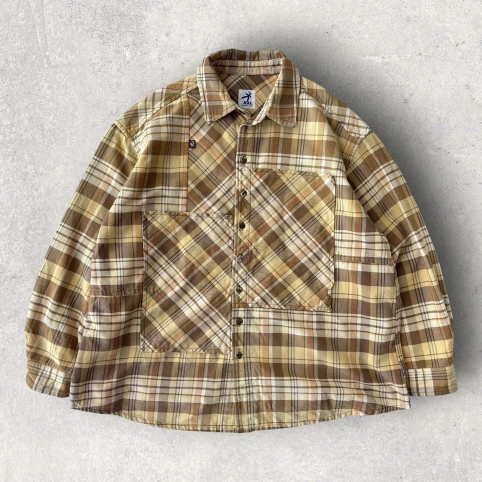 Hai by Issey Miyake Plaid Flannel Shirt Beige M