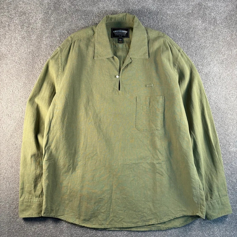 Frizmworks Linen Pullover Shirt Olive M